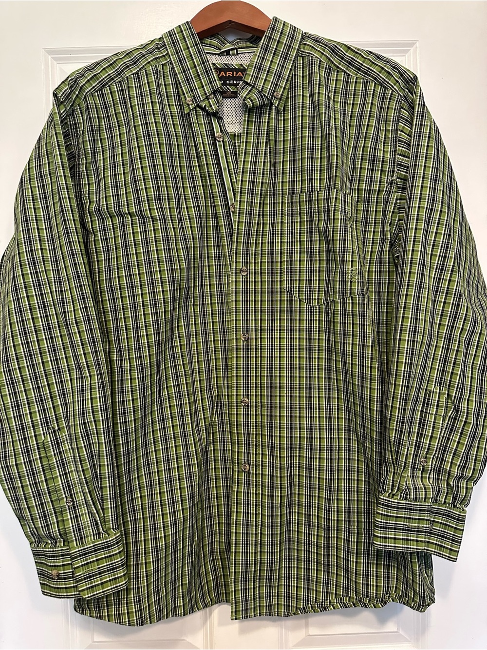 Ariat Men's Lime and Black Plaid Button-Down Shirt